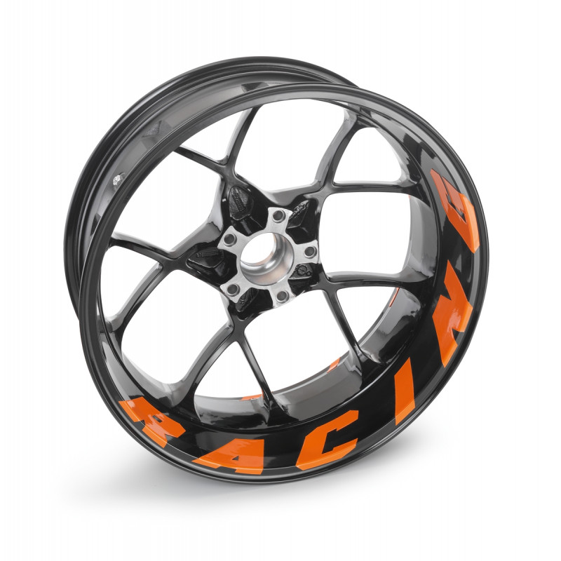 Jeu d'autocollants de jantes Racing Orange pour KTM 1290 SUPERDUKE-R/GT (16-23) et 1390 SUPERDUKE-R/GT (24+)