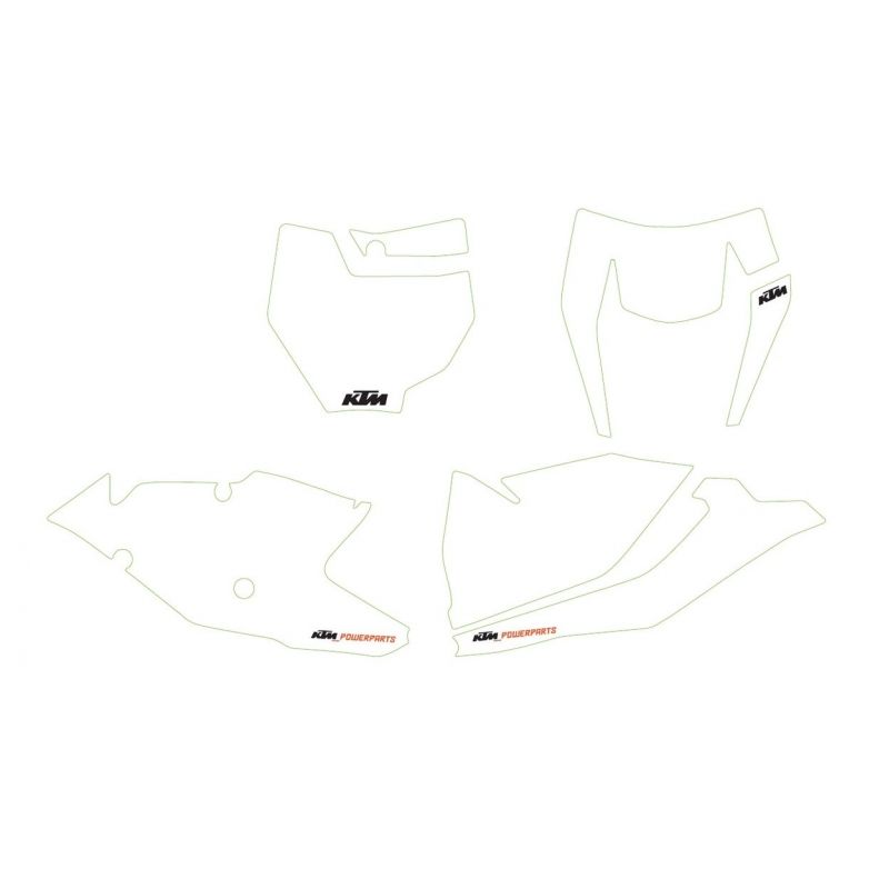 Kit autocollants de fond de plaque BLANC pour KTM SX/SX-F (16-18) et EXC/EXC-F (17-19)