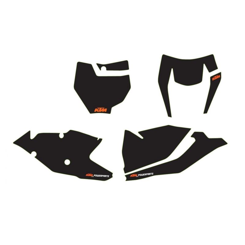 Kit autocollants de fond de plaque NOIR pour KTM SX/SX-F (16-18) et EXC/EXC-F (17-19)